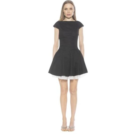 Alexia Admor Aleena Dress Women's  Black  Mini Flared Tulle Drop Waist Size 4 - Picture 1 of 12